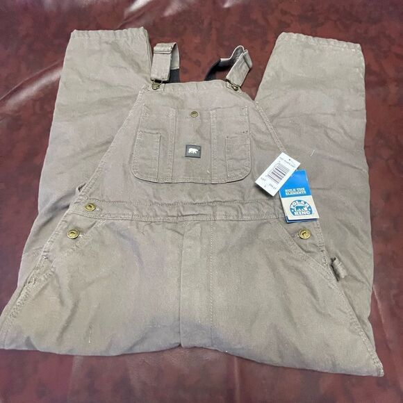 Polar‎ King youth insulated duck bib overalls tan, size large 14/16 - Picture 2 of 10